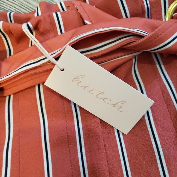 Hutch Anthropologie Womens 8 Stripe High Waist Tapered Pant Belted Burnt Orange - Picture 5 of 8